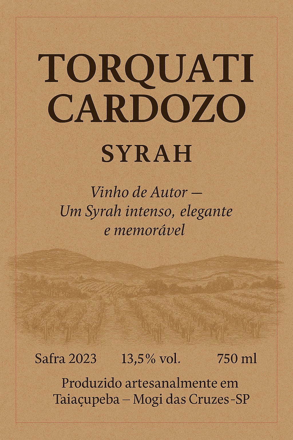 Rótulo Syrah 2023 Vinícola Torquati Cardozo